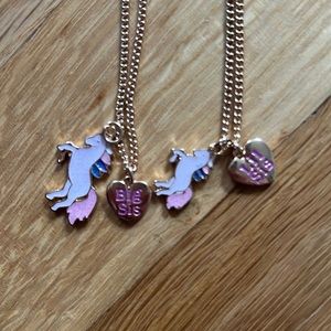 Big Sis Little Sis necklaces, Unicorns, Hearts